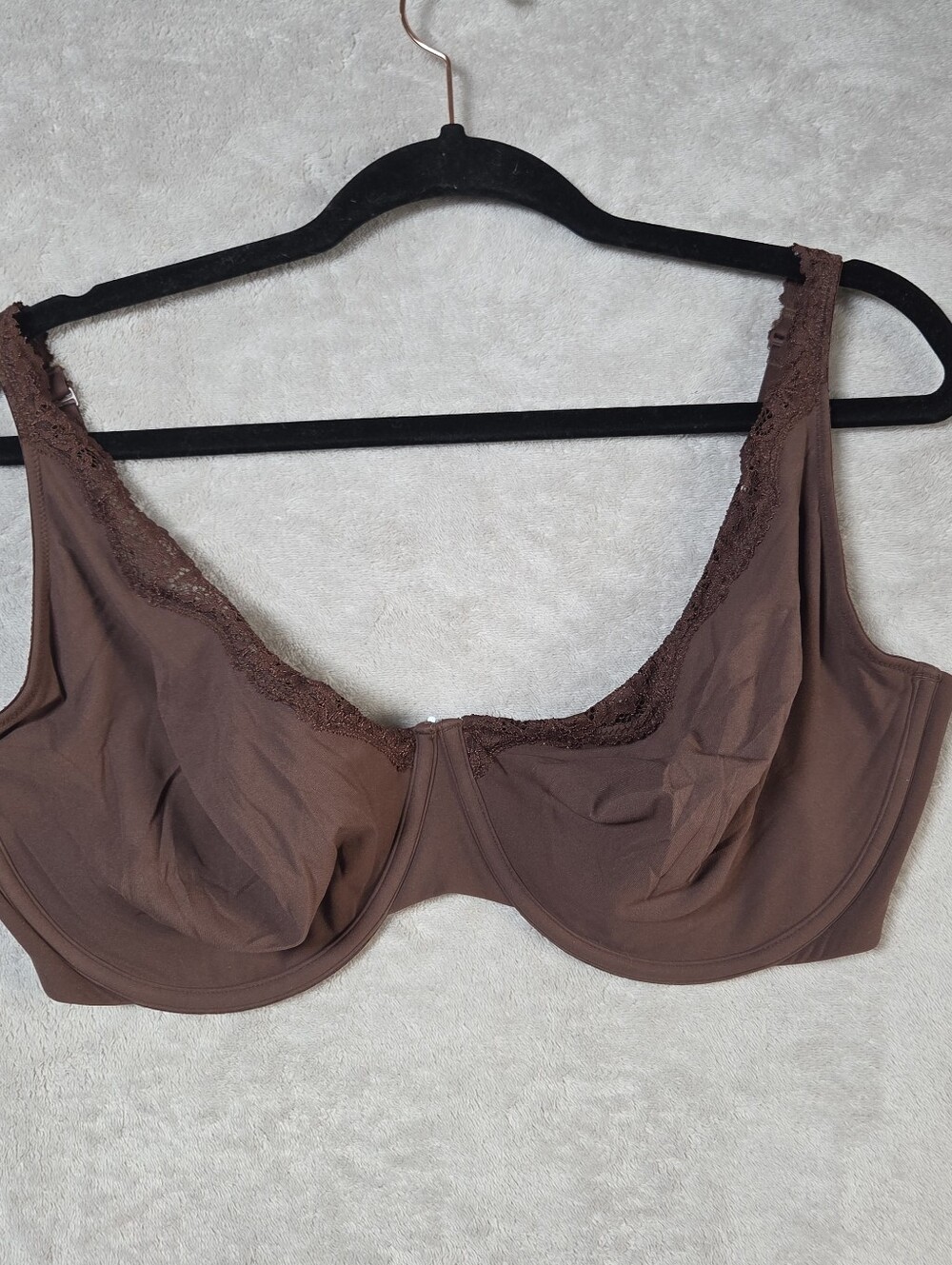 SKIMS Fits Everybody Lace Underwire Bra Cocoa Brown Size 38H FLAW